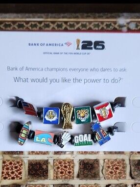 Official FIFA World Cup BofA 2026 Souvenir Enamel Charm Bracelet Small ~7.5 Inch